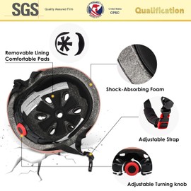 Glerc Kids Bike Scooter Helmet for 3 4 5 6 7 8 Years Old Boys Girls, Adjustable and Multi-Sport,Size S,Peach