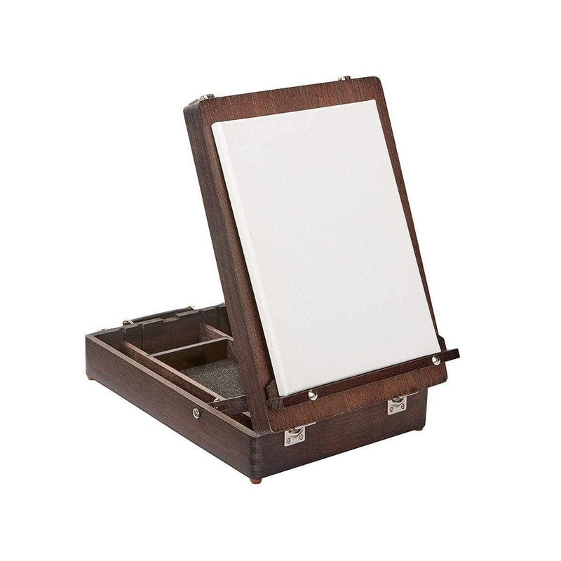 KINGART 702 Adjustable Wood Table Sketchbox Easel, Premium Beechwood Espresso
