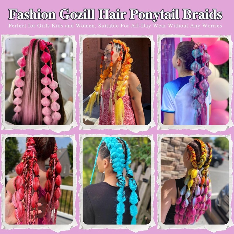 Extension per capelli sintetiche, colore blu, per trecce e coda
