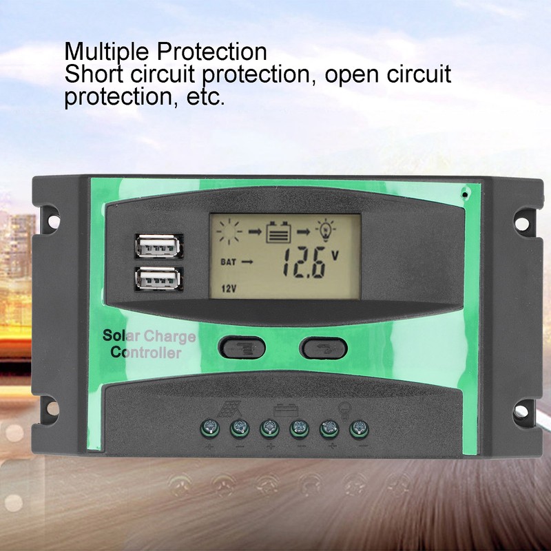 Solar Charge Controller Photovoltaic Discharge PWM Control Regulator 12‑24V 30A