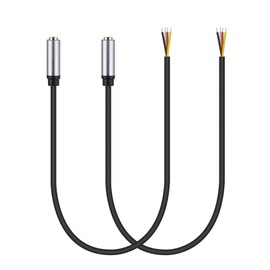 2-Pack 12.5 Inch Replacement 3.5 mm Female Socket to Bare Wire Open End TRRS 4 Pole Stereo 1/8 Inch 3.5 mm Jack Plug Audio Cable for Headphones Headset Headphones Microphone Cable Repair