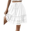 LYANER Women's Elastic Waist Contrast Lace Knot Scallop Hem Swing