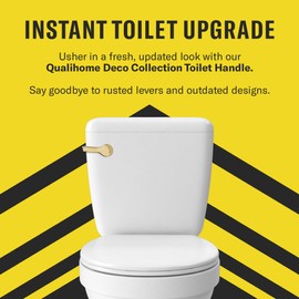 Qualihome Front Mount Toilet Handle, Universal Toilet Flush Handle, Elegant Toilet Lever, Complete Toilet Handle Replacement Kit, Heavy-Duty Toilet Tank Flusher Handle (Brass Polished)