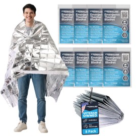 Frontline 8 Pack Emergency Mylar Blankets Thermal Rescue Blanket Survival Gear XL 54 x 84