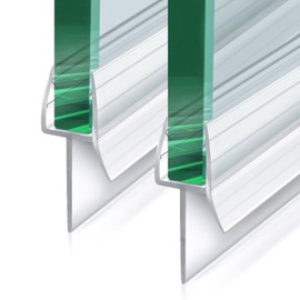 2 Pack Frameless Shower Door Bottom Seal with Long Sweep, Ultra Clear Glass Door Silicone Seal Strip (1/4'' X 36'') Suitable for 6mm Glass -Stop Shower Leaks Frameless Shower Door Seal Strip