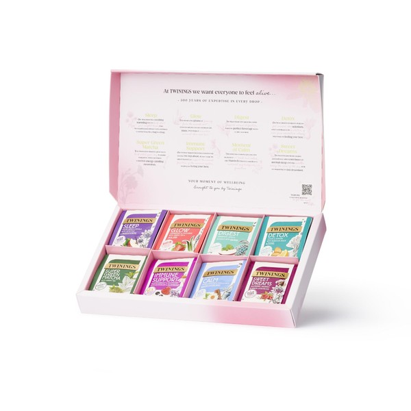 NEW Twinings Superblends Collection Gift Box | Green Tea & Herbal Infusions Selection Box | Wellness Gift | 8 flavours | 40 Recyclable Individually Wrapped Plant-Based Tea Bags