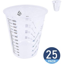 CANOPUS Paint Mixing Cups Pack of 25, 600 cc, 1 Pint, Heavy Duty Disposable Multipurpose Plastic Cups, Plastic Graduated Cups Disposable Plastic Mixing Cups for Automotive and Art Projects