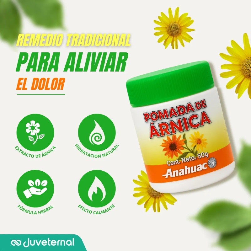 ANAHUAC Pomada de Árnica, Alcanfor y Guayacol, Frasco de 50