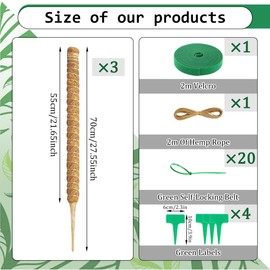 3 Pack 70 cm Moss Stick, Monstera Trellis, Plant Support Flexible, Moss Rod for Monstera with Accessories, Trellis Monstera for Climbing Plants, Can DIY Styling, Trellis Aid Suitable for Potted Spider