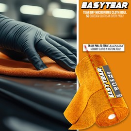 Xtremeauto EASYTEAR Microfiber Cloth Roll for Automotive Detailing - Orange, 50 Reusable Tear Off 30x30cm Cleaning Cloths, Lint-Free, Scratch-Free, Tearaway Super Absorbent for Car Detailing Polishing