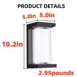 Juyace 18W Outdoor Wall Light Fixtures Exterior Waterproof Lanterns Matte Black Porch Sconces Wall Mounted Lighting 1800Lm 6000K IP65 for Garage Patio Front Door Entryway （2 Pack）