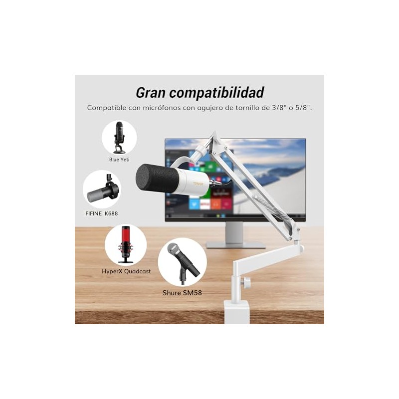 Tonor Brazo de Micrófono, Soporte de Micrófono Ajustable con Gestión