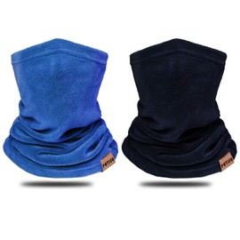 2 máscaras para el cuello para niños, forro polar, para invierno, pasamontañas, a prueba de viento, para esquí, motocicleta, Azul marino, azul real