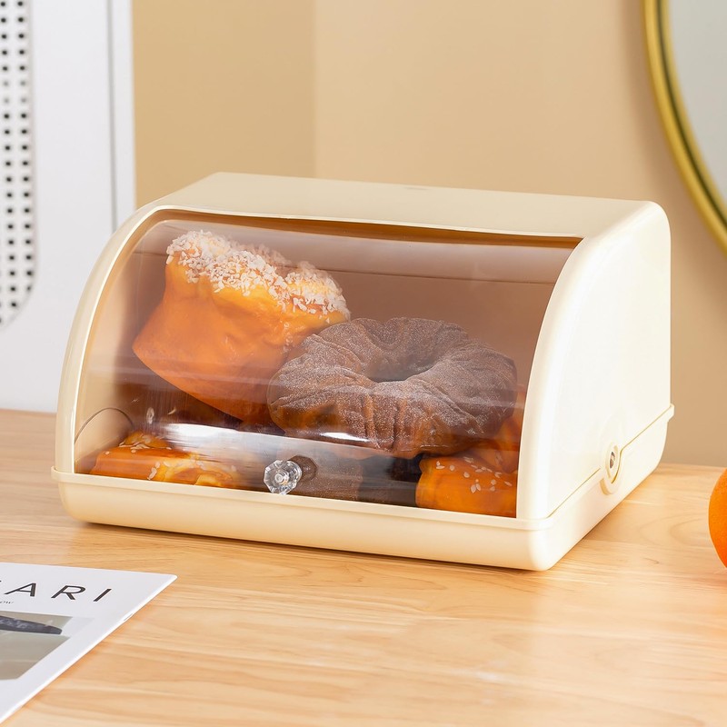 Gagee Bread Box for Kitchen Countertop,Acrylic Bread Storage Container for