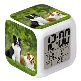 LED Alarm Clock Dogs Desk Table Glowing Electronic Colorful Digital Clock for Girl Boy Kids Children Room Bedroom Toy Birthday Present Gift