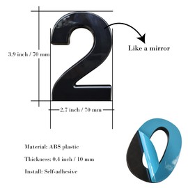 Cobata 3.9 Inch Self-stick House Number/Self-adhesive Mailbox Numbers/Street Numbers/Home Address Number/Door Sticker Numbers/Number 2