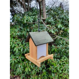 Bird Feeder for Hanging or Standing Wood 21 cm High