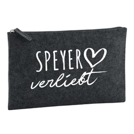Huuraa Kulturbeutel Speyer verliebt Geschenk 1 Liter Charcoal Filz Speyer Geschenkidee