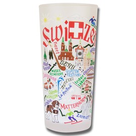 Catstudio Drinking Glass, Switzerland Frosted Glass Cup, 15oz Dishwasher Safe Tumbler, Switzerland Gifts, Wedding Gifts