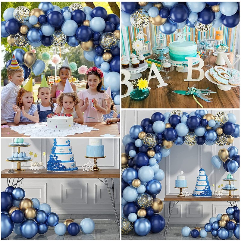 Kit arco palloncino blu, 133 pezzi, ghirlanda palloncino compleanno con