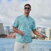 Reyn Spooner Island Sundowners Button Front Hawaiian Aloha Shirt, Seafoam,