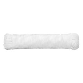 sourcing map Solid Braid Nylon Rope 1/8 Inch 100 Ft Multipurpose Polypropylene Utility Rope Cord Line for Camping Flag Pole Climb Knot, White