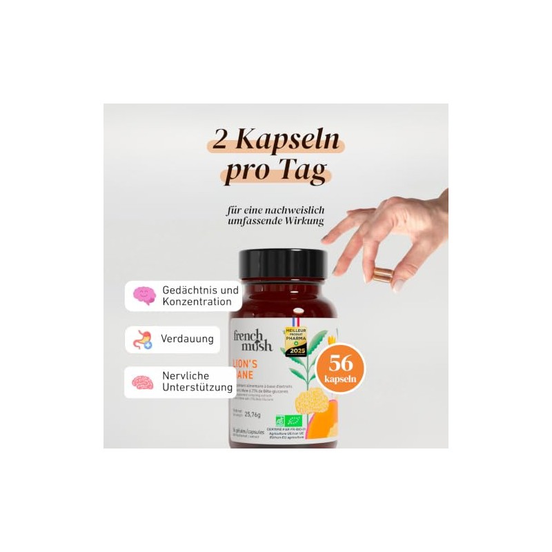 French Mush Lion's Mane Bio 8000 mg - 56 Kapseln