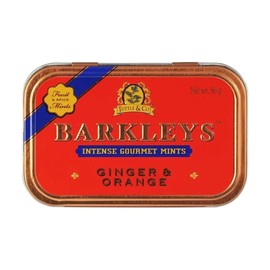Barkleys Gourmet Ginger & Orange Breath Mints - Strong Ginger & Orange Flavor for Party, After Dinner, Wedding, Every Day Use-Vegan Mints In Reusable Classic Travel Tins, 1 Pack - 50 Count Each