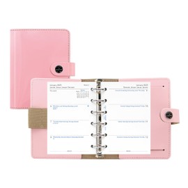 Filofax The Original Organizer, Pocket Size, Patent Rose - Leather, Six Rings, Week-to-View Calendar Diary, Multilingual, 2025 (C026081-25)