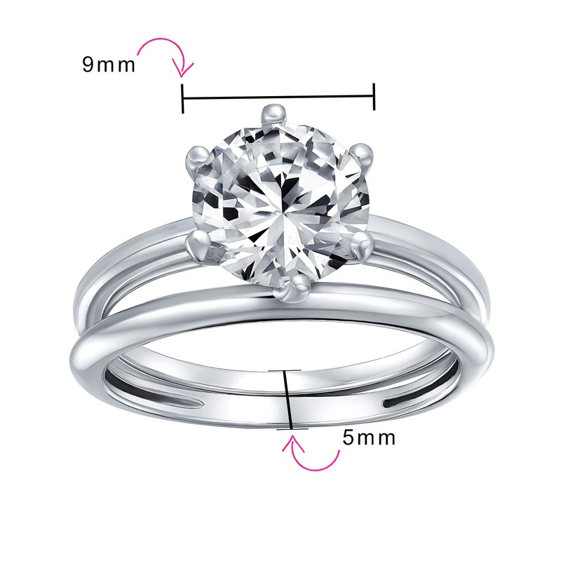 3.5CT Simple Round Solitaire 6 Prong AAA CZ Engagement Wedding