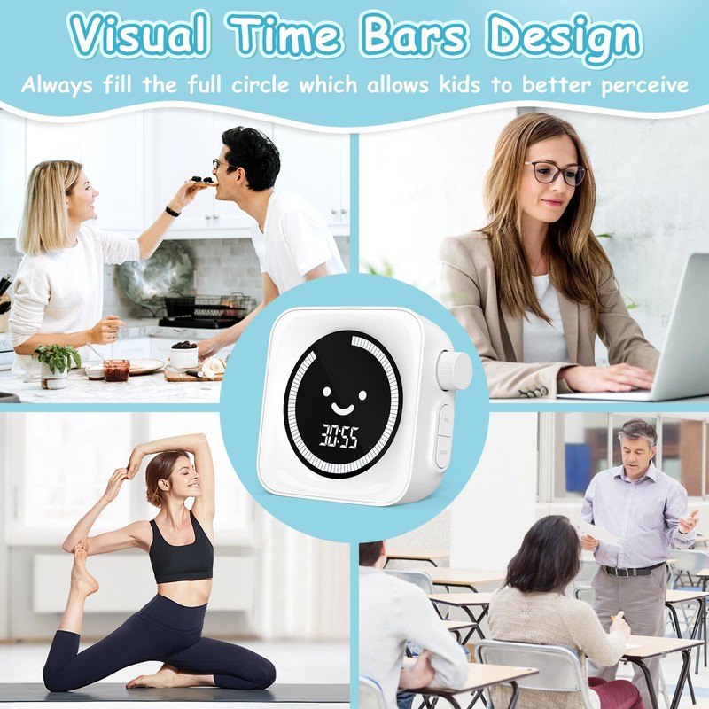 Visual Timer, 99 Minute Digital Kitchen Desk Timer for Office