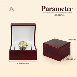 Energather Single Watch Case, Wooden Watch Boxes Watch Gift Box with Pillow, Square Watch Holder Small Watch Box with Flip Closure for Luxury Watch, Smart Watch, Wrist Watch (red)