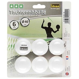 Idena 7440022 Table Tennis Balls Pack of 6 in White Diameter 40 mm According to ITTF Competition Directives 3 Star Quality for Club, Leisure and Hobby Athletes