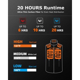 Venustas Men's Heated Vest, Up to 20 Hours Warmth, Heated Fleece Vest with Battery Included