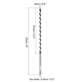 sourcing map Auger Drill Bit Wood Hex Shank 6mm Cutting Dia High Carbon Steel for Electric Bench Drill Woodworking Carpentry