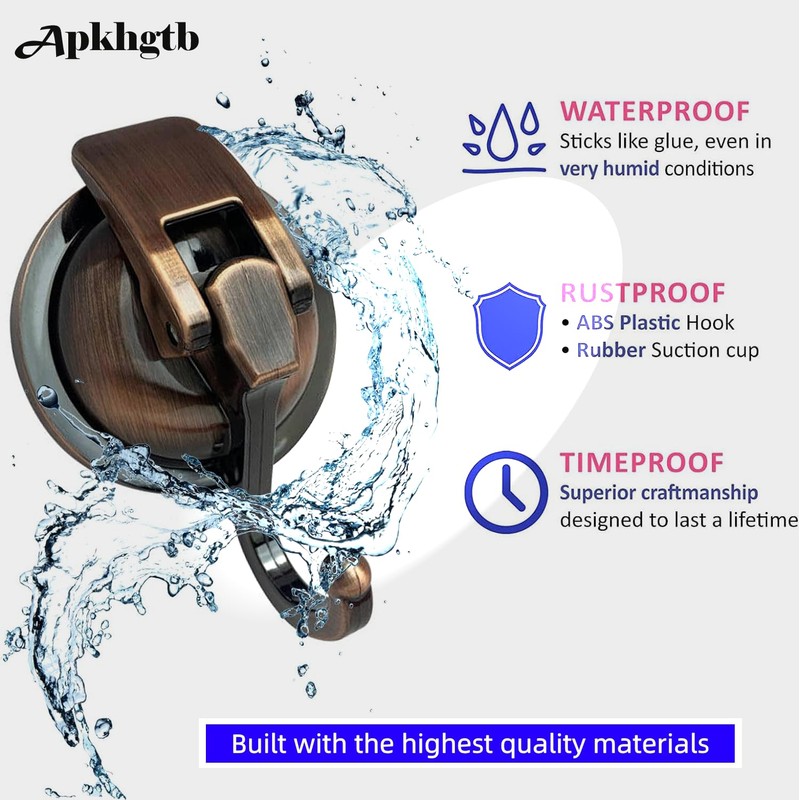 Apkhgtb Suction Cup Hooks for Shower, Bathroom, Kitchen, Glass Door,