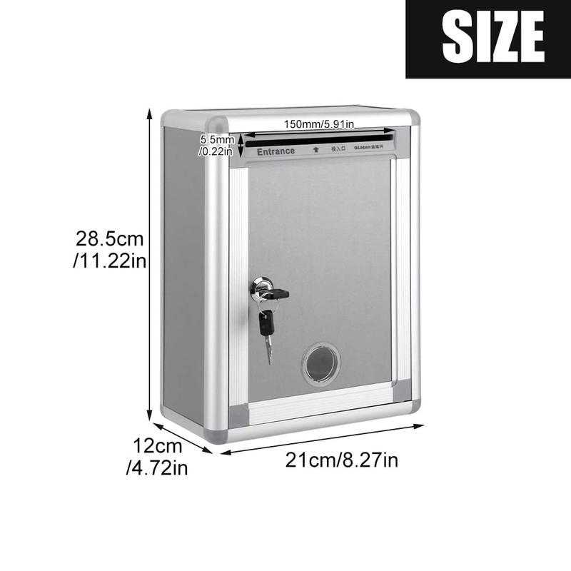 Wall Mount Mailbox, Lockable Secure Post Box, Letter Box for