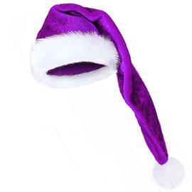 LKQBBSZ Black Christmas Santa Hat, 29.5 Inch Plush Christmas Santa Claus Xmas Long-tail Cap Hat (Purple)