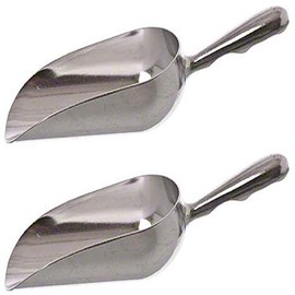 SET OF 2, 12 Oz. (Ounce) Bar Ice Scoop, Dry Bin Scoop, Dry Goods Scoop, Candy Scoop, Spice Scoop, Cast Aluminum