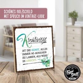 TypeStoff Wooden Sign with Saying - Creativity - Vintage Look with Quote Art Theme Gift and Decoration - HS-01272