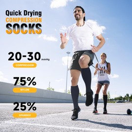 bropite Compression Socks for Women & Men-6 Pairs 20-30mmhg Support Running Nurse Travel Compression Socks