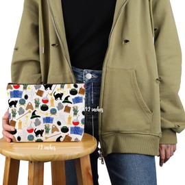 VAMSII Mystical Witchy Gift Witch Broom Sage Hat Crystal Ball Crystal Makeup Bag Witchcraft Cosmetic Bag Witch Merch (Sage Hat Crystal Ball Crystal M)