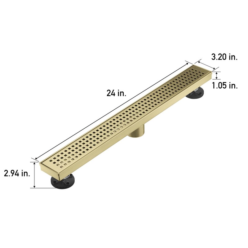 AVSIILE Linear Shower Floor Drain, Brushed Gold 24 Inch 304