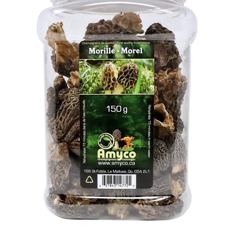 Amyco- Dried Morel Mushrooms, Dehydrated Canadian Wild Harvested 150 Grams