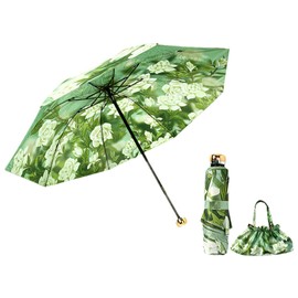 Anopo Small Umbrella for Rain and Sun Pocket Umbrella Storm Proof for Women with 8 Ribs Flower Foldable Umbrella UV Protection with Organiser Bag, Gardenia