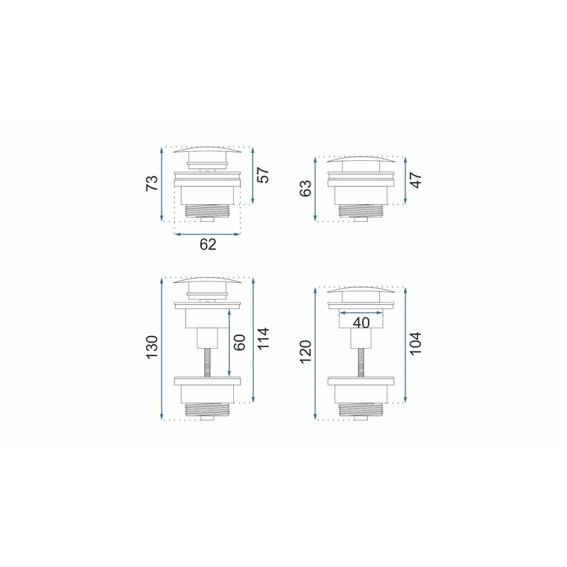 Rea Universal Click-Clack Gold Pop-Up Drain Fitting for Washbasins and