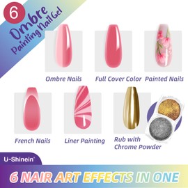 U-Shinein Ombre Gel Nail Polish,Spring Summer Colorful Painting Nail Gel for Ombre Nails Aura Nails, French Manicure Diy Nail Art#06 Rose Pink