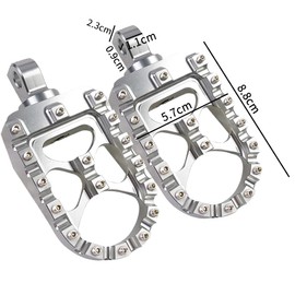 TOMVAES CNC Wide Foot Pegs 360° Roating MX Chopper Bobber Style for harley Dyna Sportster Fatboy Iron 883 1200,Silver