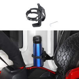 CheroCar 2-in-1 Fire Extinguisher & Cup Holder Mount Fit for 2007+ Jeep Wrangler JK JKU JL JLU Secure CupHolder Bracket Fits Most Standard Extinguishers & Cups Organize Your Cargo Area
