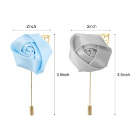 MECCANIXITY 12 Pcs Groom Boutonnieres Rose Boutonnieres Pins for Men Wedding Ceremony Anniversary Formal Dinner Party Light Blue/Silver Gray